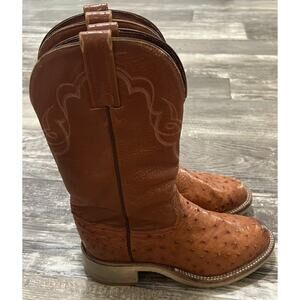 Tony Lama Women’s Size 5.5 B Brown Full Quill Ostrich Leather Cowboy Boots